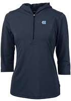 Cutter and Buck North Carolina Tar Heels Womens Navy Blue Virtue Eco Pique Hooded Sweatshirt