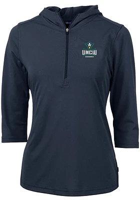 Cutter and Buck UNCW Seahawks Womens Navy Blue Virtue Eco Pique Hooded Sweatshirt