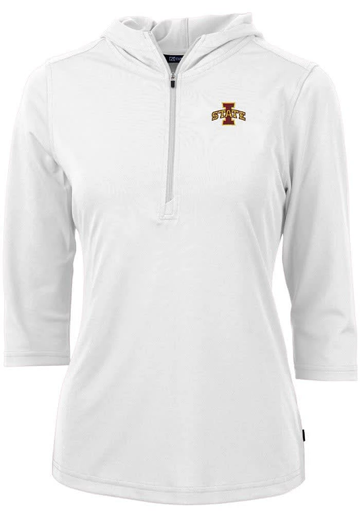 Cutter and Buck Iowa State Cyclones Womens White Virtue Eco Pique Hooded Sweatshirt