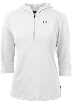 Cutter and Buck Miami Hurricanes Womens Virtue Eco Pique Hooded Sweatshirt