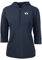 Cutter and Buck BYU Cougars Womens Navy Blue Virtue Eco Pique Hooded Sweatshirt