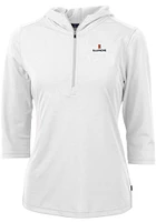 Womens Illinois Fighting Illini White Cutter and Buck Virtue Eco Pique Hooded Sweatshirt