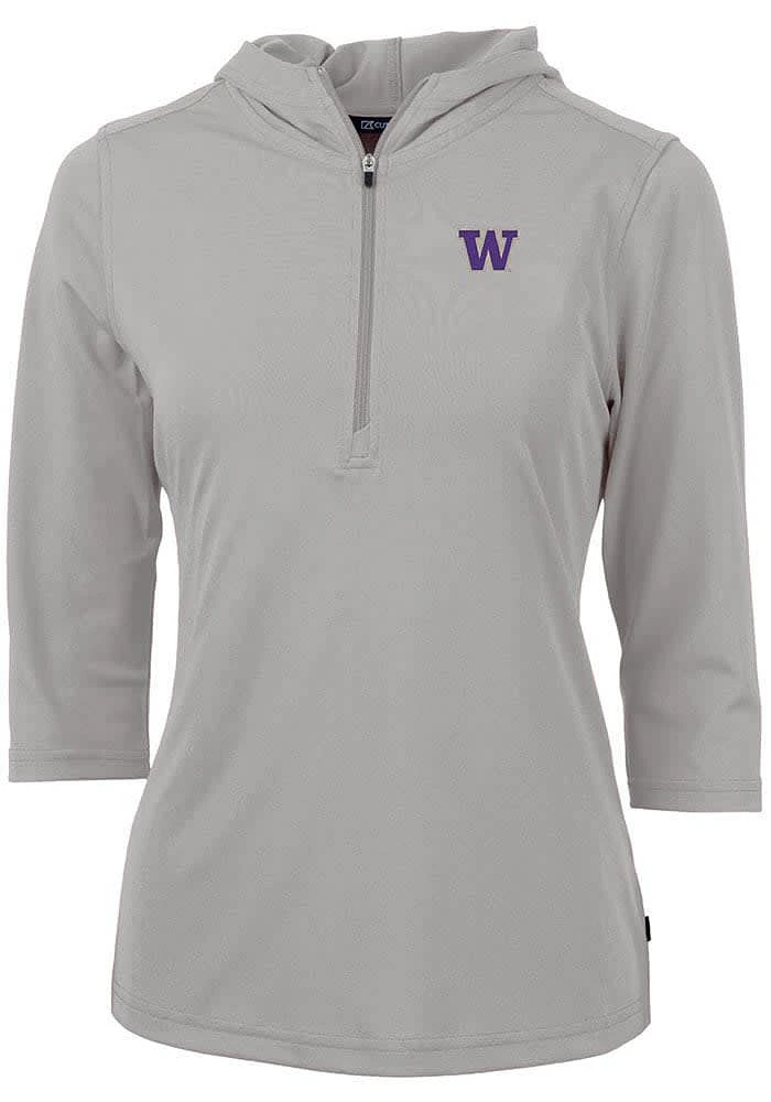 Cutter and Buck Washington Huskies Womens Virtue Eco Pique Hooded Sweatshirt