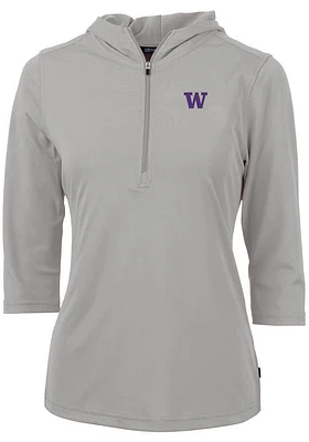 Cutter and Buck Washington Huskies Womens Virtue Eco Pique Hooded Sweatshirt