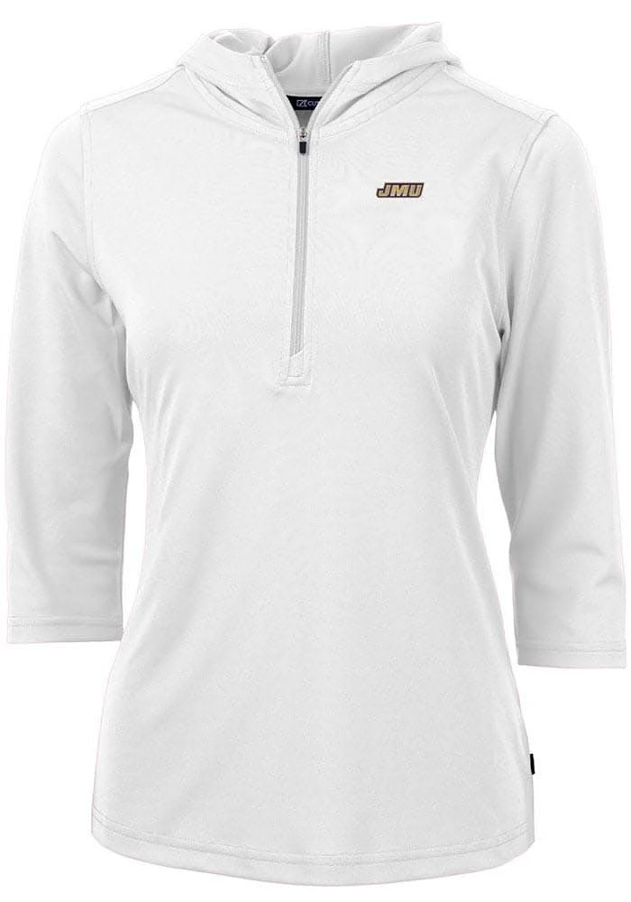 Cutter and Buck James Madison Dukes Womens White Virtue Eco Pique Hooded Sweatshirt