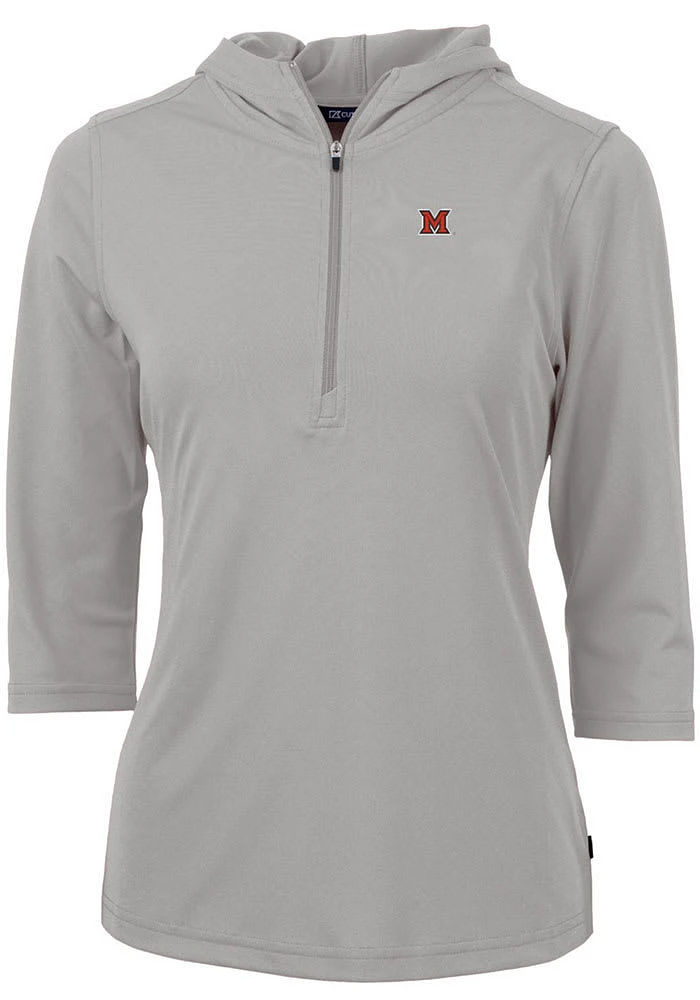 Cutter and Buck Miami RedHawks Womens Virtue Eco Pique Hooded Sweatshirt