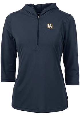 Cutter and Buck Marquette Golden Eagles Womens Navy Blue Virtue Eco Pique Hooded Sweatshirt