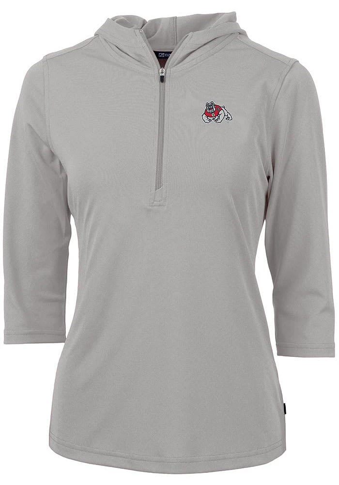 Cutter and Buck Fresno State Bulldogs Womens Virtue Eco Pique Hooded Sweatshirt