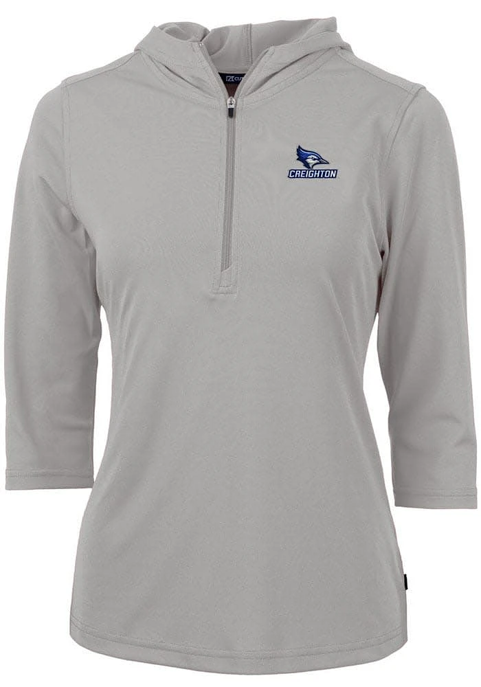 Cutter and Buck Creighton Bluejays Womens Virtue Eco Pique Hooded Sweatshirt