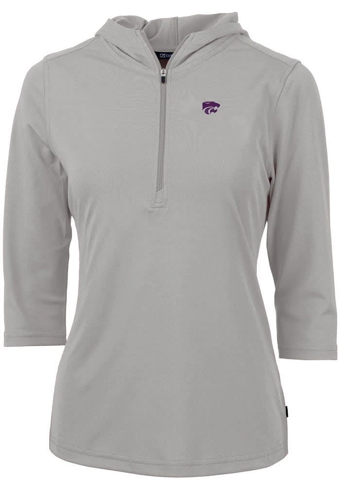 Cutter and Buck K-State Wildcats Womens Virtue Eco Pique Hooded Sweatshirt
