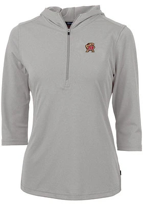 Cutter and Buck Maryland Terrapins Womens Virtue Eco Pique Hooded Sweatshirt
