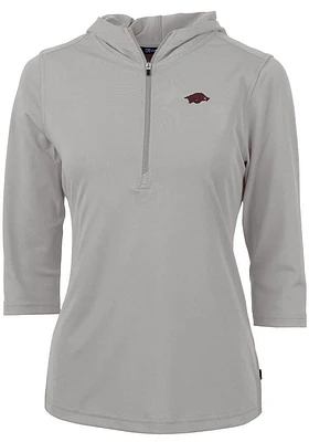 Cutter and Buck Arkansas Razorbacks Womens Virtue Eco Pique Hooded Sweatshirt