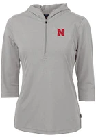 Cutter and Buck Nebraska Cornhuskers Womens Grey Virtue Eco Pique Hooded Sweatshirt