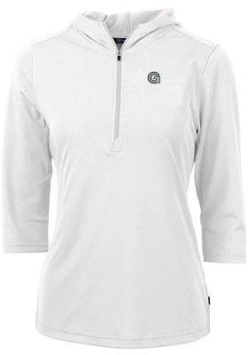 Cutter and Buck Georgetown Hoyas Womens White Virtue Eco Pique Hooded Sweatshirt