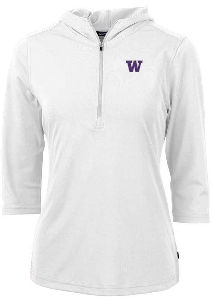 Womens Washington Huskies Cutter and Buck Virtue Eco Pique Hooded Sweatshirt