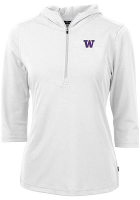 Womens Washington Huskies Cutter and Buck Virtue Eco Pique Hooded Sweatshirt