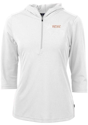Cutter and Buck Pacific Tigers Womens White Virtue Eco Pique Hooded Sweatshirt