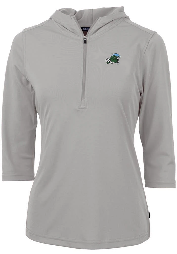 Cutter and Buck Tulane Green Wave Womens Virtue Eco Pique Hooded Sweatshirt