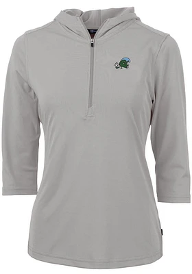 Cutter and Buck Tulane Green Wave Womens Virtue Eco Pique Hooded Sweatshirt
