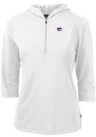 Cutter and Buck K-State Wildcats Womens White Virtue Eco Pique Hooded Sweatshirt