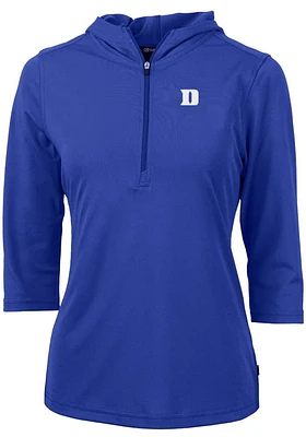 Cutter and Buck Duke Blue Devils Womens Virtue Eco Pique Hooded Sweatshirt