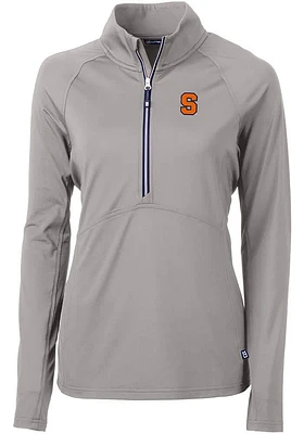 Cutter and Buck Syracuse Orange Womens Grey Adapt Eco Qtr Zip