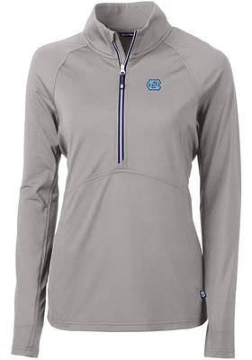 Cutter and Buck North Carolina Tar Heels Womens Grey Adapt Eco Qtr Zip