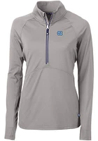 Cutter and Buck North Carolina Tar Heels Womens Grey Adapt Eco Qtr Zip