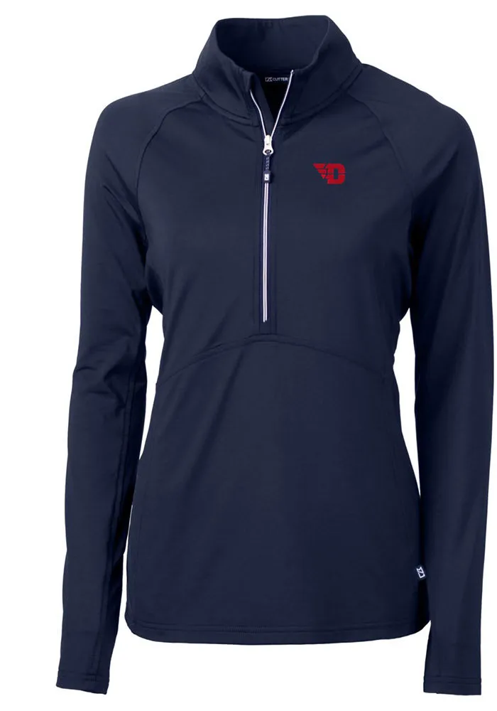 Cutter and Buck Dayton Flyers Womens Navy Blue Adapt Eco Qtr Zip