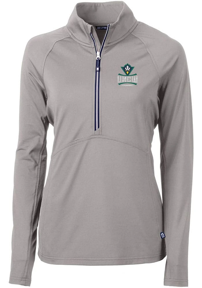 Cutter and Buck UNCW Seahawks Womens Grey Adapt Eco Qtr Zip