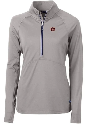 Cutter and Buck Auburn Tigers Womens Grey Adapt Eco Qtr Zip