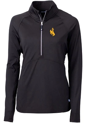 Cutter and Buck Wyoming Cowboys Womens Black Adapt Eco Qtr Zip