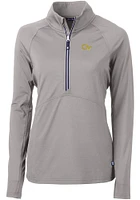 Cutter and Buck GA Tech Yellow Jackets Womens Grey Adapt Eco Qtr Zip