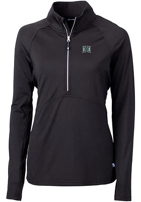 Cutter and Buck Hawaii Warriors Womens Black Adapt Eco Qtr Zip