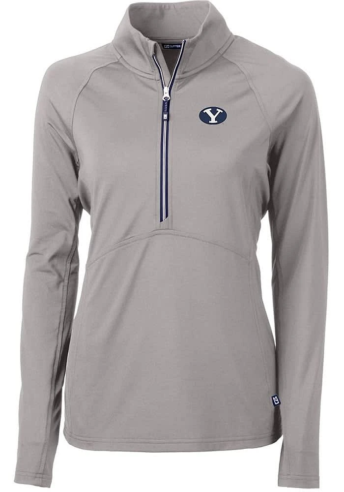 Cutter and Buck BYU Cougars Womens Grey Adapt Eco Qtr Zip