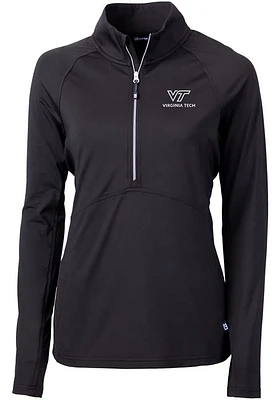 Cutter and Buck Virginia Tech Hokies Womens Black Adapt Eco Qtr Zip