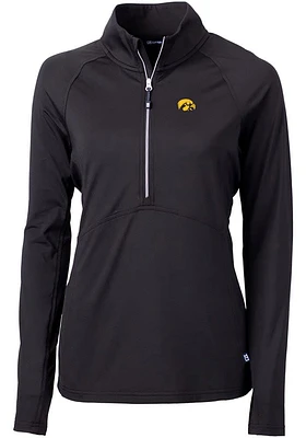 Cutter and Buck Iowa Hawkeyes Womens Black Adapt Eco Qtr Zip