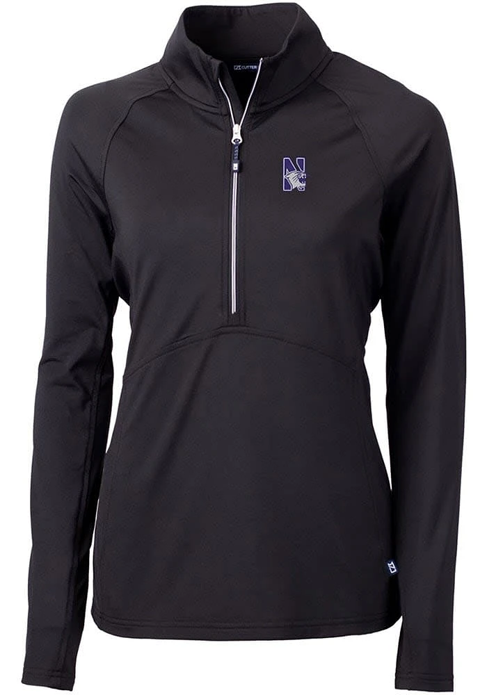 Womens Northwestern Wildcats Cutter and Buck Adapt Eco Qtr Zip