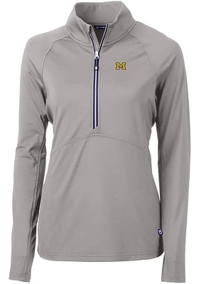Cutter and Buck Michigan Wolverines Womens Grey Adapt Eco Qtr Zip