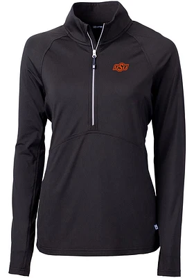 Cutter and Buck Oklahoma State Cowboys Womens Black Adapt Eco Qtr Zip