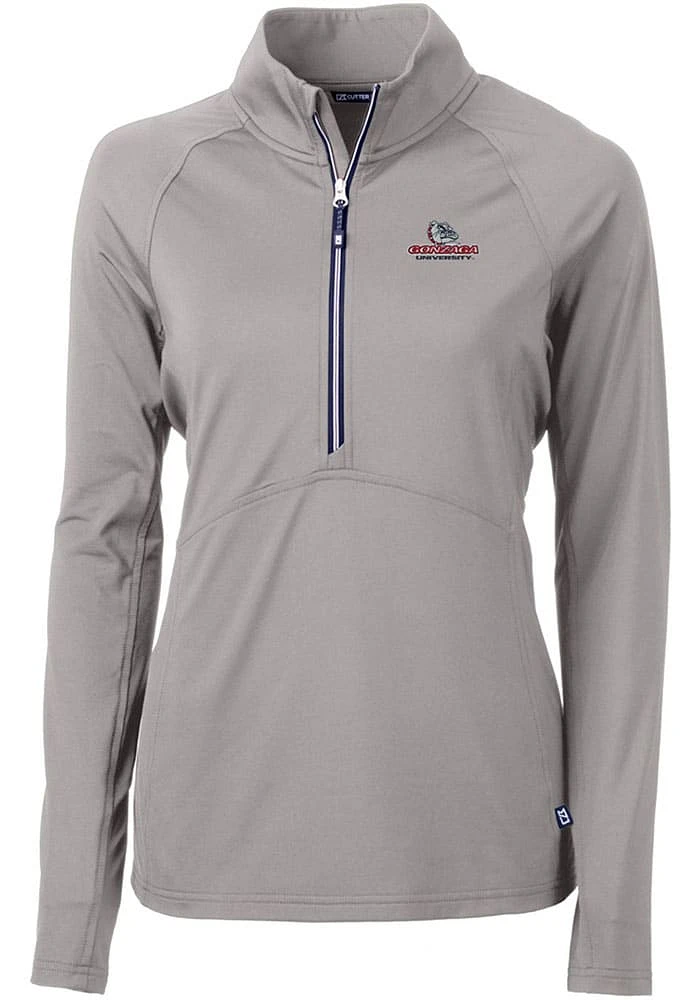 Cutter and Buck Gonzaga Bulldogs Womens Adapt Eco Qtr Zip