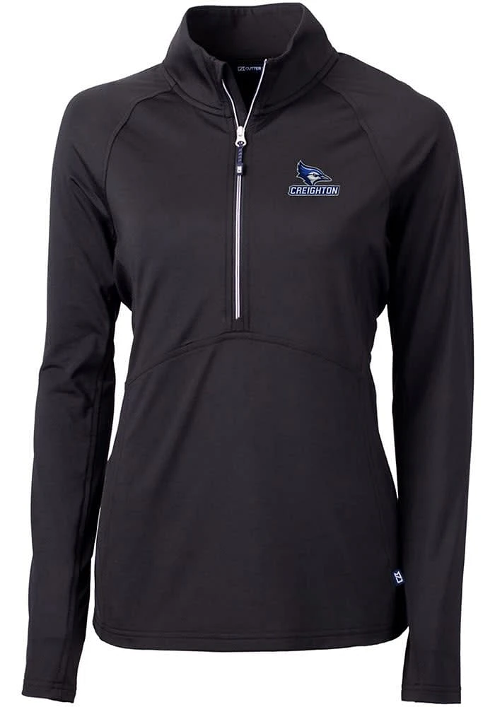 Cutter and Buck Creighton Bluejays Womens Black Adapt Eco Qtr Zip