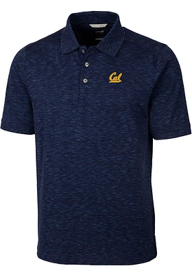 Cutter and Buck Cal Golden Bears Mens Navy Blue Advantage Space Dye Short Sleeve Polo