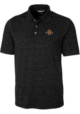 Cutter and Buck Iowa State Cyclones Mens Black Advantage Space Dye Designed Short Sleeve Polo