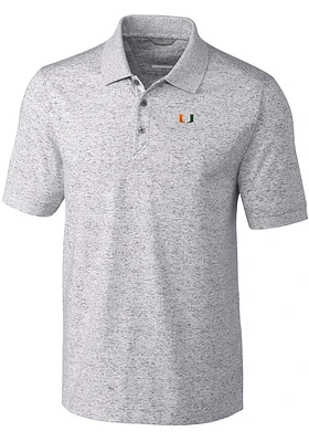 Cutter and Buck Miami Hurricanes Mens Grey Advantage Space Dye Short Sleeve Polo