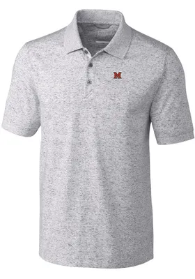 Cutter and Buck Miami RedHawks Mens Grey Advantage Space Dye Short Sleeve Polo