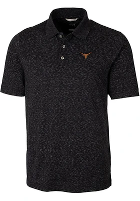 Cutter and Buck Texas Longhorns Mens Black Advantage Space Dye Short Sleeve Polo