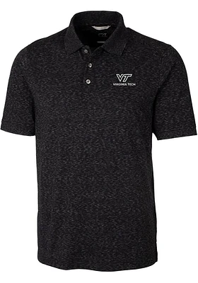 Cutter and Buck Virginia Tech Hokies Mens Black Advantage Space Dye Short Sleeve Polo