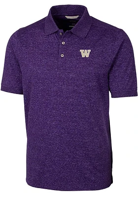 Mens Washington Huskies Cutter and Buck Advantage Space Dye Short Sleeve Polo Shirt