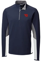 Cutter and Buck Dayton Flyers Mens Navy Blue Traverse Colorblock Long Sleeve 1/4 Zip Pullover